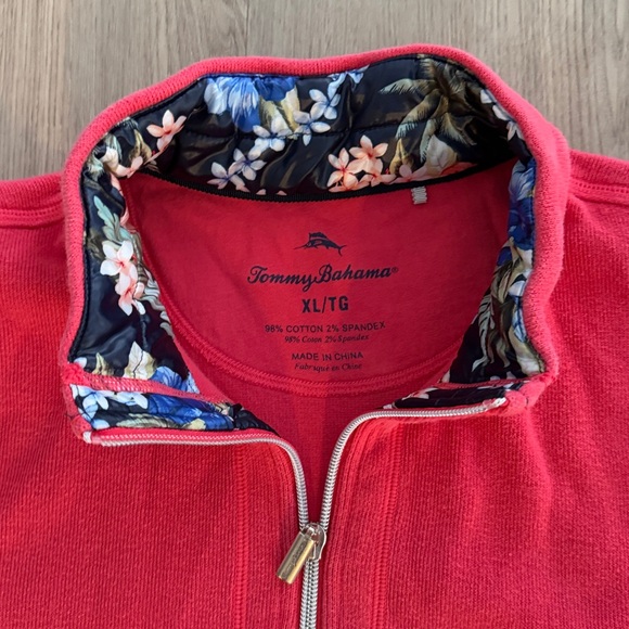 Tommy Bahama Red and Floral Full Zip Jacket Sweatshirt XL - Picture 2 of 4